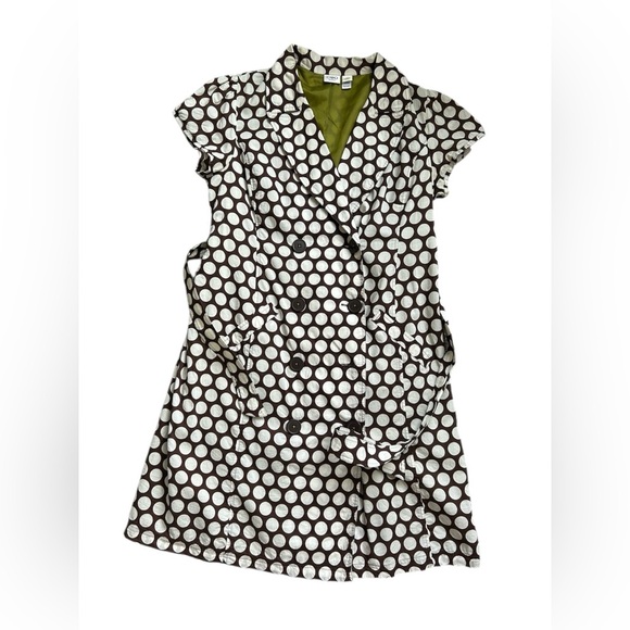 Cato WomenvBrown with off white polka dot pattern overcoat Size 16W - Picture 5 of 12
